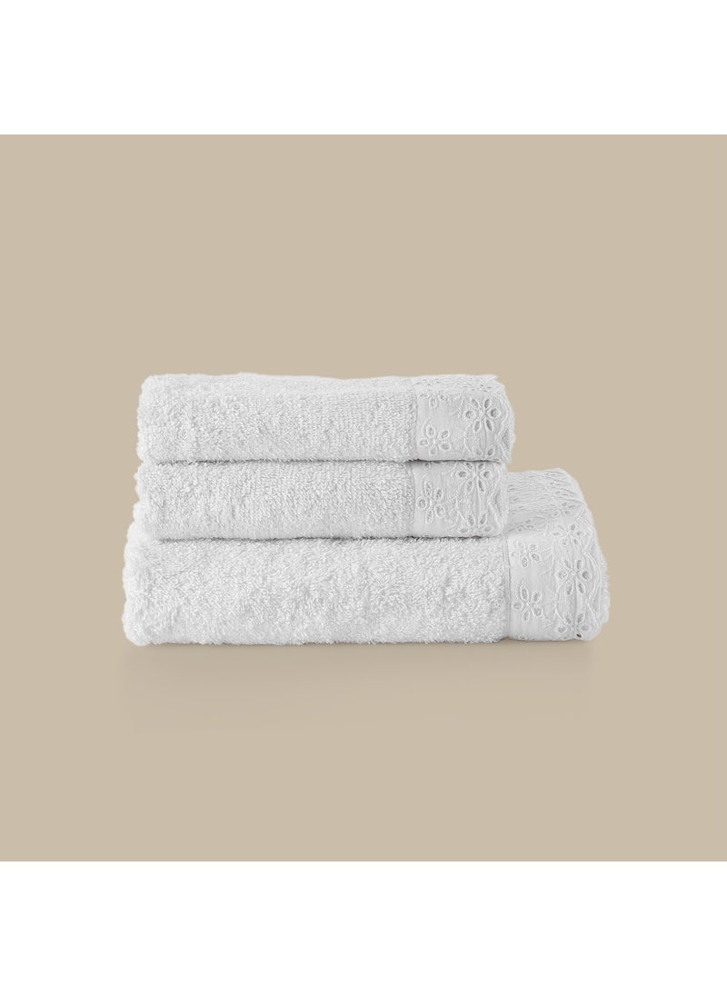 Home Benofisto 3-Piece Scalloped Towel Set-White