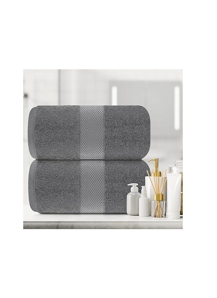 Bath Sheet Towels Premium Quality 100% Turkish Genuine Cotton Extra Large Highly Absorbent & Maximum Softness 600 GSM 90x180 cm Heavyweight Bathroom Bath Towel Bath Sheet- Dark Grey