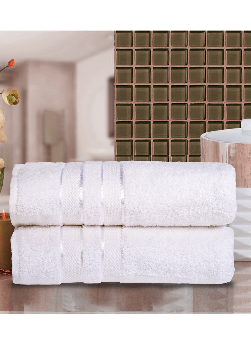 2 Piece Turkish Oversized Bath Sheets Bath Towels Super Soft, Absorbent & Large Size 100x150 cm, SPA & Beach Quality heavyweight Towels -  Bright White