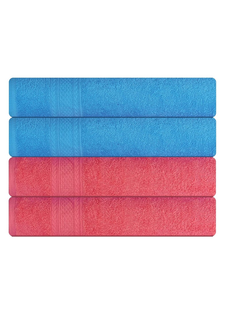 KSC Shop Royal Multicolor Cotton Hand Towels Set of 4 Hand Towels Bathroom Towel Bathroom Napkin 60 cm x 40 cm 2 Peach and 2 Sky Blue