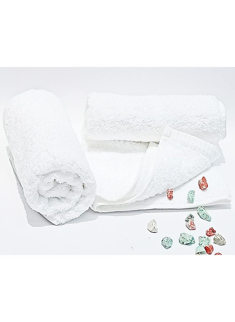 BeliveMe Hand Size Cotton Towel 40 x 65 cm Antibacterial Soft 550 GSM for Gym Home for Wash Basin Hand wash Towel Saloon White Hand Towel Set 2 Pieces