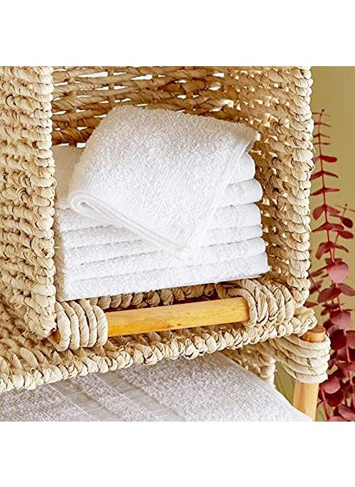 BeliveMe Hand Size Cotton Towel 40 x 65 cm Antibacterial Soft 550 GSM for Gym Home for Wash Basin Hand wash Towel Saloon White Hand Towel Set 2 Pieces