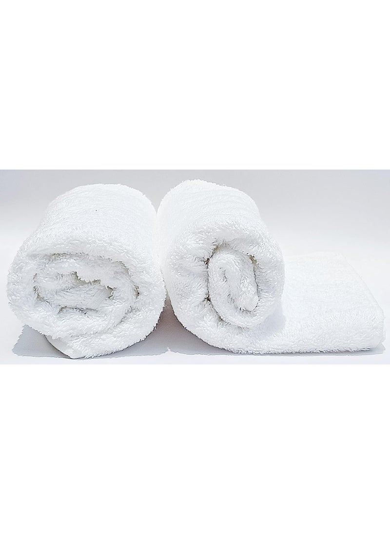 BeliveMe Hand Size Cotton Towel 40 x 65 cm Antibacterial Soft 550 GSM for Gym Home for Wash Basin Hand wash Towel Saloon White Hand Towel Set 2 Pieces