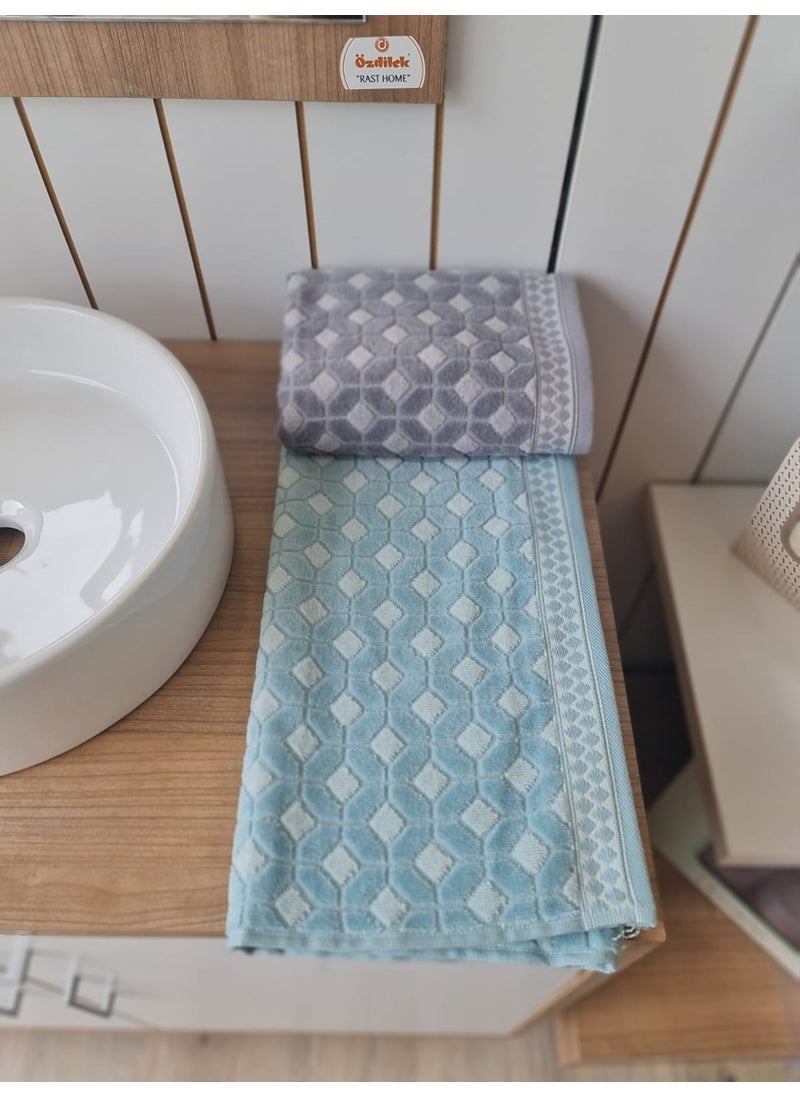 Decora 2-Piece Hand - Face Towel Mint - Gray 50 x 90 cm