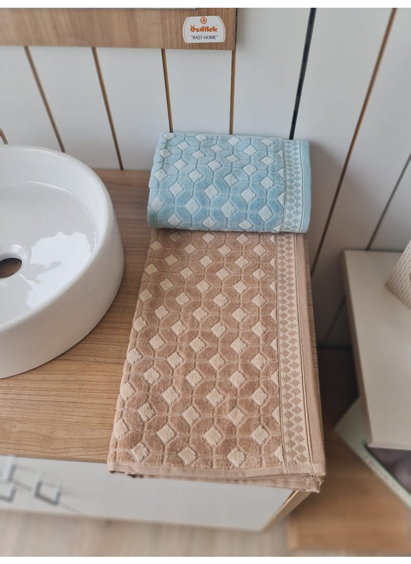 Decora 2-Piece Hand - Face Towel Mint - Beige 50 x 90 cm
