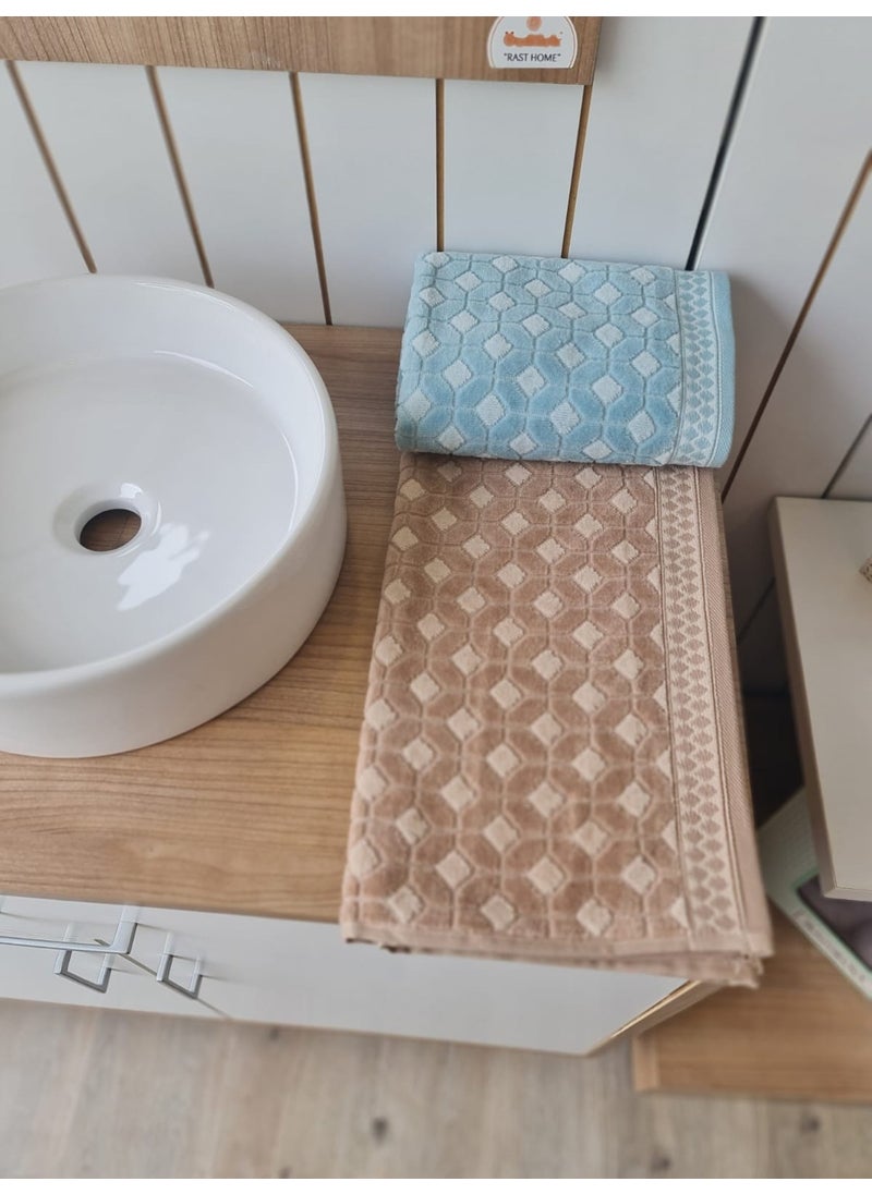 Decora 2-Piece Hand - Face Towel Mint - Beige 50 x 90 cm
