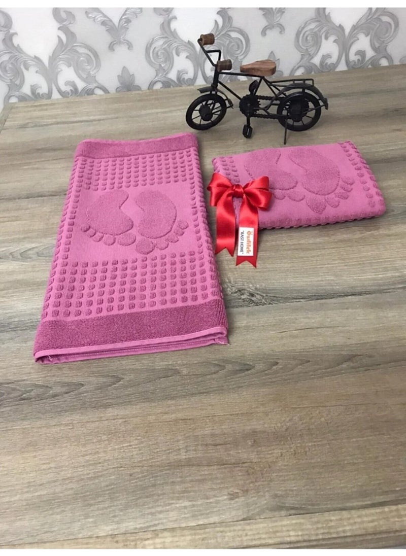 Bath Foot Towel Set of 2 (Dark Pink)