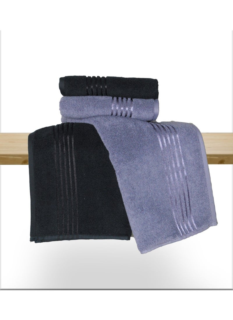 4 Pieces Belda Hand Face Towel 50X90 cm (Grey-Black)