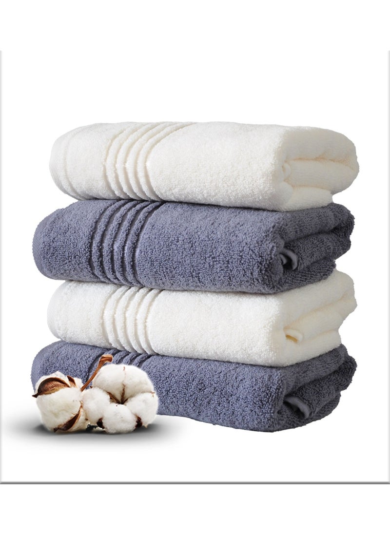 4 Pieces Belda Hand Face Towel 50X90 cm (Grey - Cream)