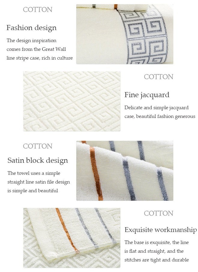 3 Pieces of Towel set, 100% pure cotton absorbent jacquard face towel, with two towels and one bath towel, suitable for hydrotherapy, yoga, fitness, bathroom