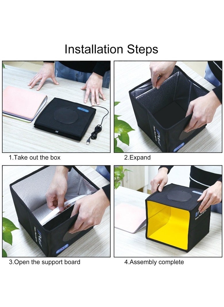 13-Piece Portable Photography Light Box And Backdrop Set Black