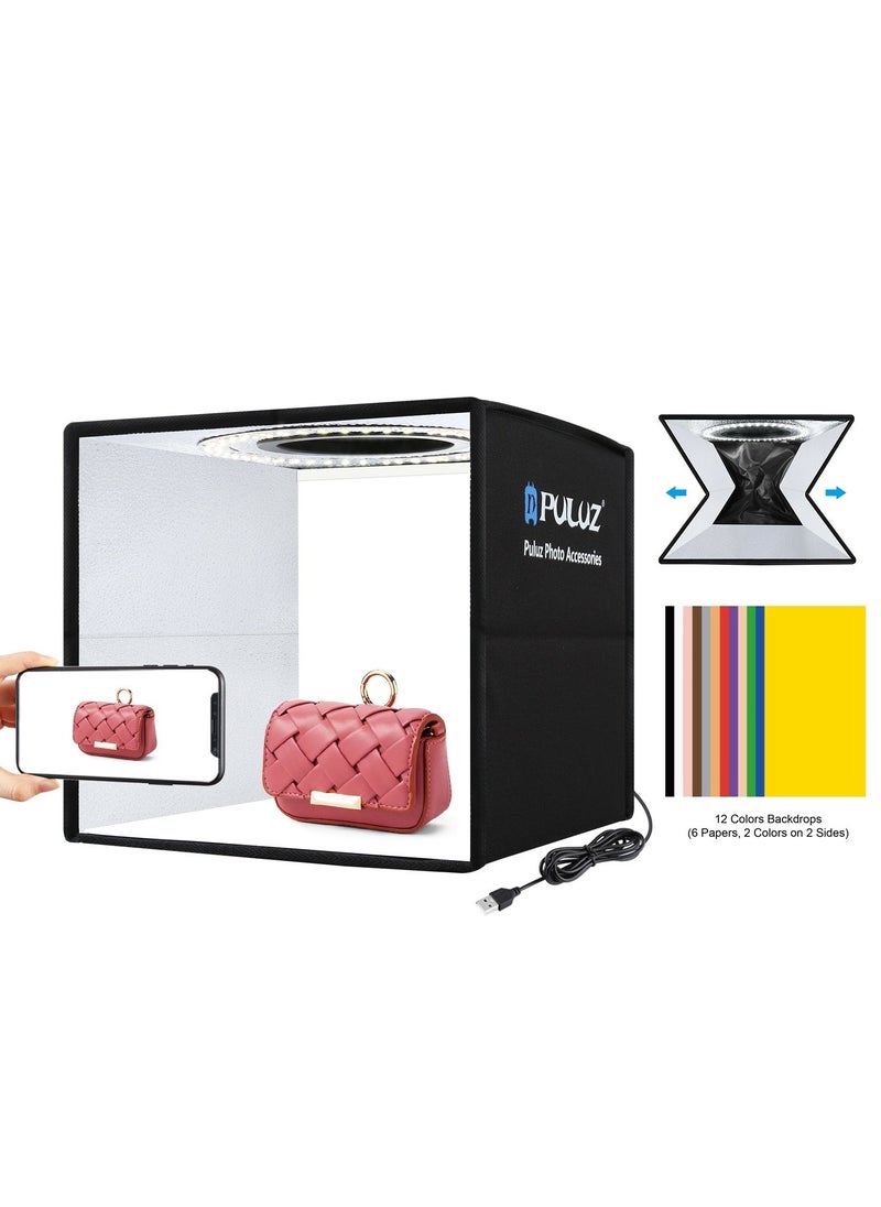 13-Piece Portable Photography Light Box And Backdrop Set Black