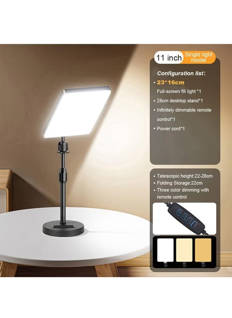11 Inch LED Video Fill Light Kit, 2800-5600K 3 Colors Dimmable Photography Light with Desktop Stand for Video Photography