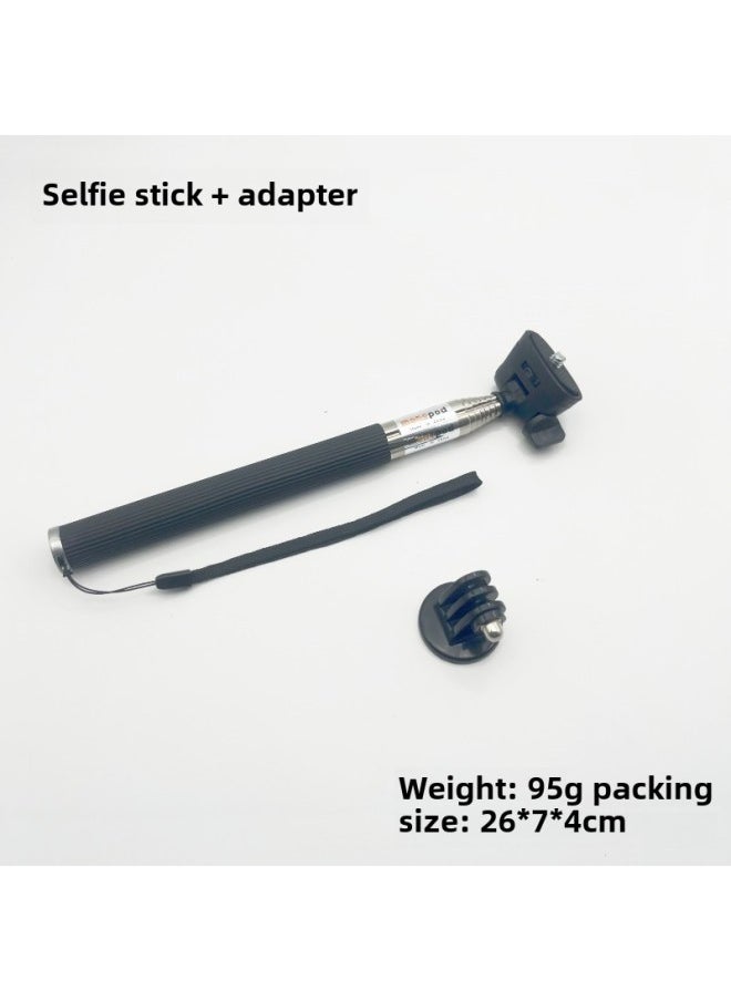 Section Slot Selfie Stick Selfie Stick Sports Camera Tube Telescopic Rod Gopro Selfie Stick 7 Manufacturers Stainless Steel Extension Rod-Color:Selfie Stick + Adapter