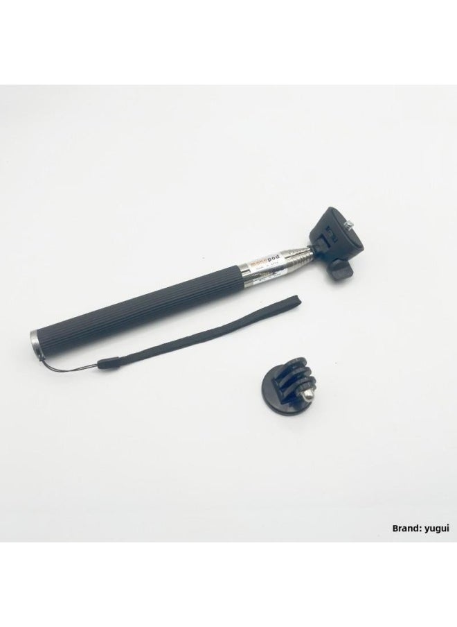 Section Slot Selfie Stick Selfie Stick Sports Camera Tube Telescopic Rod Gopro Selfie Stick 7 Manufacturers Stainless Steel Extension Rod-Color:Selfie Stick + Adapter
