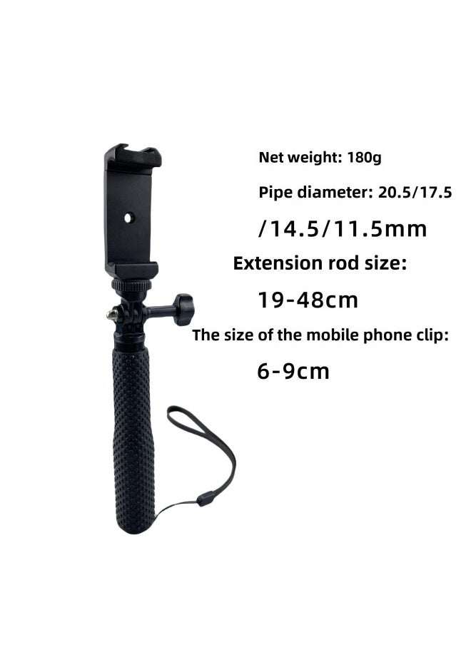 Action Camera Selfie Stick GoPro12/11 Handheld 19inch Suitable For Dji Insta360x3/x4 Extension Rod-Color:Mobile Phone Clip