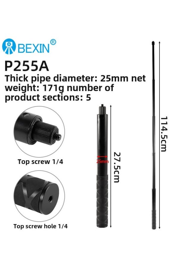 Bexin Aluminum Alloy SLR Camera Pan-tilt Extension Rod Portable Mobile Phone Live Camera Telescopic Rod Selfie Rod Wholesale-Color:P255A