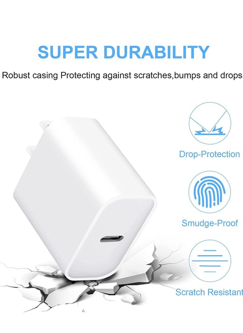 iPhone Fast Charger Block 【2 Pack】 20W USB C Wall Charger PD Adapter Compatible with iPhone 14//14 Pro/14 Pro Max/14 Plus/13/12/11/Xs Max/XR/X/SE, iPad Pro/Mini, Galaxy, Google Pixel 5/4/3 and More