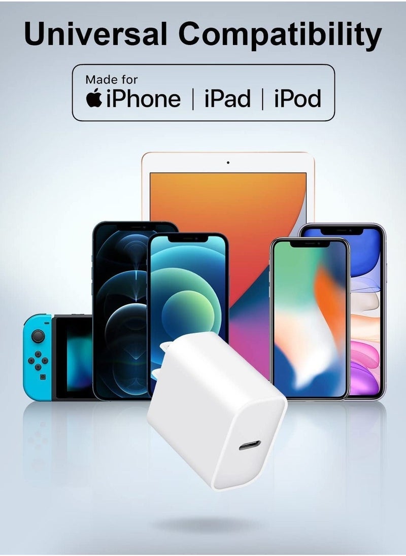 iPhone Fast Charger Block 【2 Pack】 20W USB C Wall Charger PD Adapter Compatible with iPhone 14//14 Pro/14 Pro Max/14 Plus/13/12/11/Xs Max/XR/X/SE, iPad Pro/Mini, Galaxy, Google Pixel 5/4/3 and More