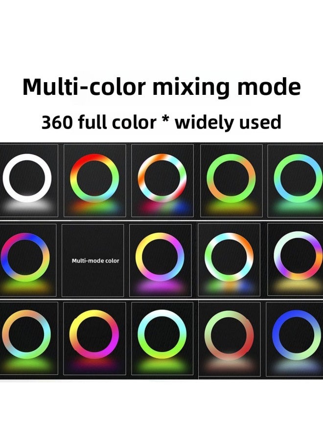 Colorful 10 Inch RGB Supplementary Light Suit Mobile Phone Desktop Stand Photography Light Selfie Beauty Shooting Live Light-Light Source Color:10 Inch RGB Ring Light Remote Control 14cm Tripod