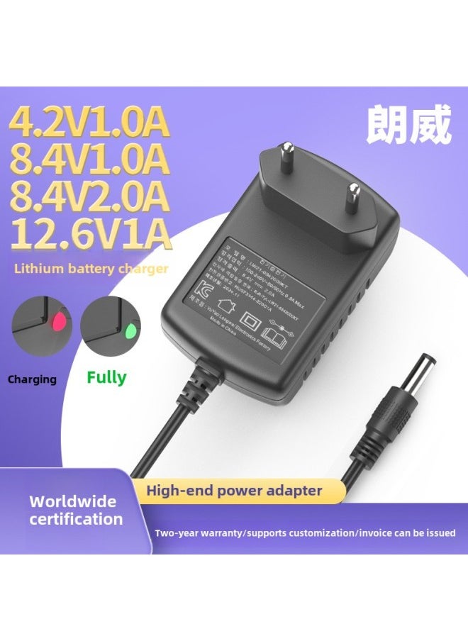 Korean Gauge Adapter Battery Charger Toy Audio Pet Heater 18650 Lithium Battery Pack Charger-Color:British Regulations-Specifications:8.4v2a Lithium Battery Charger