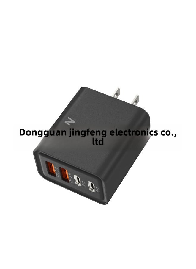 120W Charging Head 2USB 2Type-c Multi-port PD Wall Charging 5v2a Travel Charging Head-Color:Us Standard Black -Specifications:2A-12w