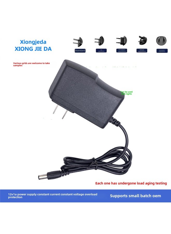 12V1A Power Adapter US Gauge Router Set-top Box With LED Lights 220V To 12V Switching Power Supply-Color:Black-Specifications:12V1A Australian DC5.5 * 2.5