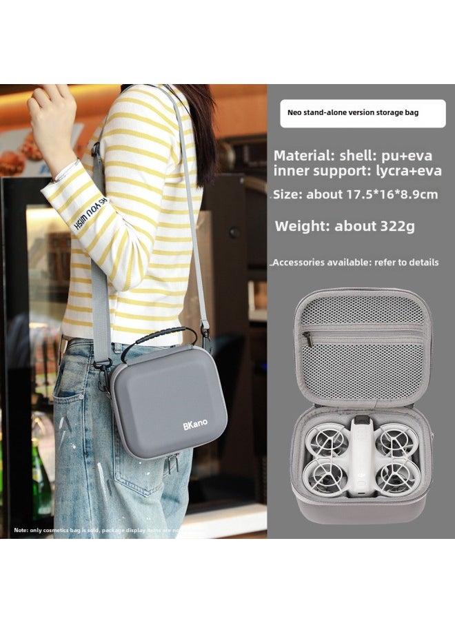 Bkano Is Suitable For DJI Neo Bag For DJI Neo Cosmetics Bag Storage Box Stand-Alone Version Bag Stand-Alone Bag Portable Bag-Color:Neo Stand-alone Version Gray Pu Shoulder Storage Box-Size:About 17.5*16*8.9cm