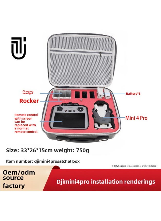 For DJI For DJImini4pro UAV Portable Portable Anti-seismic Toolbox PC Hard Shell Storage Box Messenger Bag-Color:Applicable To Mini3pro (black Shoulder Strap Model)-Size:33*26*15cm