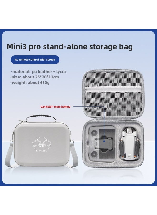Suitable For DJI Dajiang Mini3pro Storage Bag Mini3 Universal Portable Bag Shoulder Bag Crossbody Waterproof Accessories Box-Color:mini3Pro Single Machine With Screen (high-end Leather)-Size:30*23.5*8.5cm