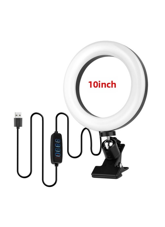 Mobile Phone Ring Fill Light-shaped Light Portable 6-inch 8-inch 10-inch 12-inch Live Broadcast Beauty Universal Selfie Clip Light Table Lamp-Light Source Color:10-inch (26cm) Clip Lamp