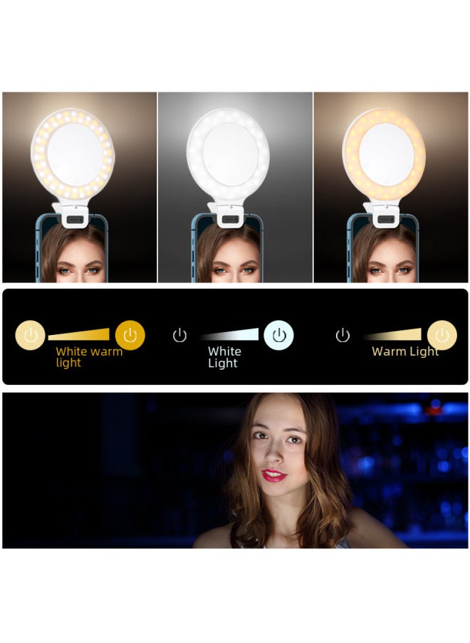 XJ51 Mobile Phone Fill Light Video Conference Fill Light Touch LED Live Ring Light Beauty Photography Light-Specifications:White