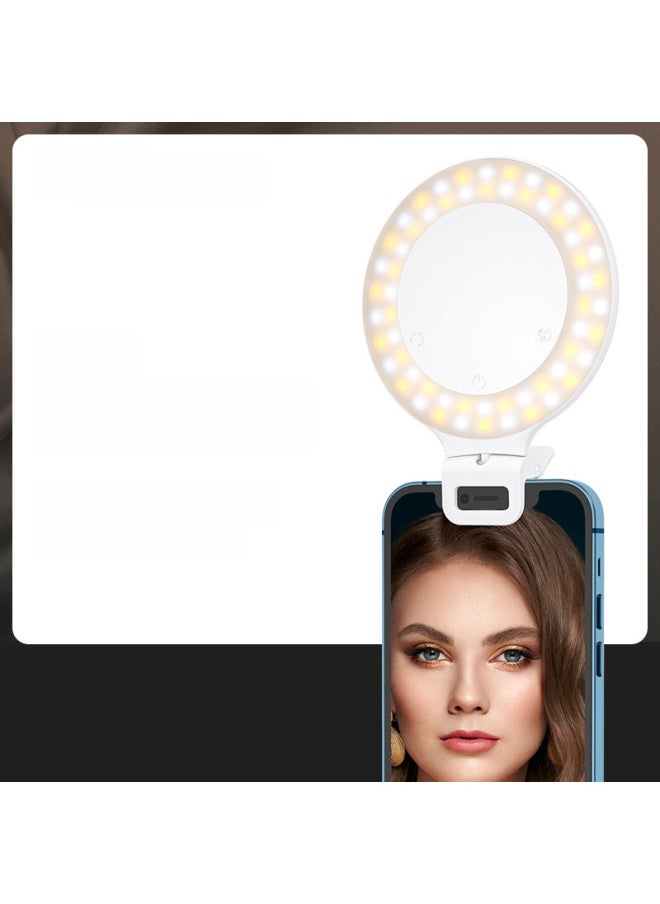 XJ51 Mobile Phone Fill Light Video Conference Fill Light Touch LED Live Ring Light Beauty Photography Light-Specifications:White