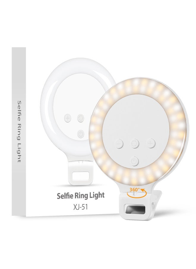 XJ51 Mobile Phone Fill Light Video Conference Fill Light Touch LED Live Ring Light Beauty Photography Light-Specifications:White