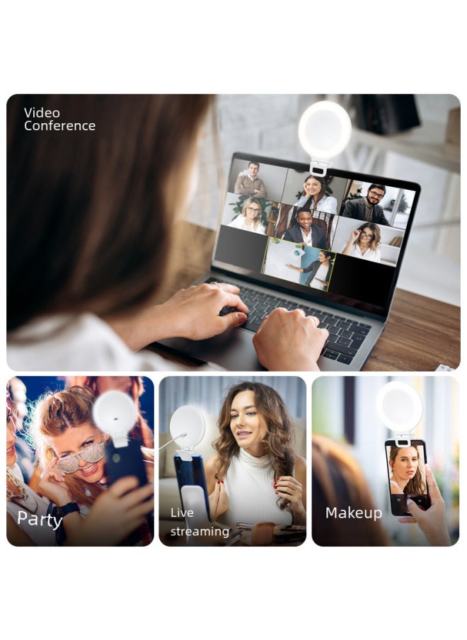 XJ51 Mobile Phone Fill Light Video Conference Fill Light Touch LED Live Ring Light Beauty Photography Light-Specifications:White