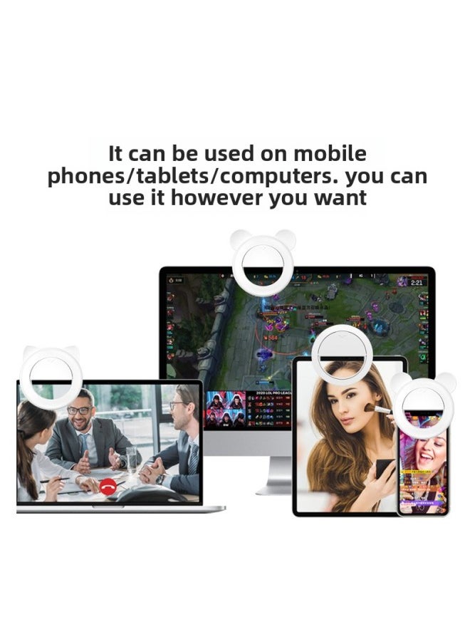 XJ17 Mobile Phone Fill Light Large Capacity Live Ring Light Cartoon LED Video Conference Fill Light-Specifications:XJ17 Bear Ears