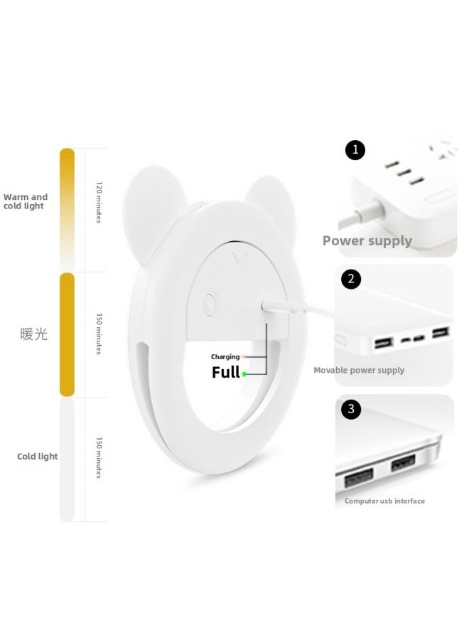 XJ17 Mobile Phone Fill Light Large Capacity Live Ring Light Cartoon LED Video Conference Fill Light-Specifications:XJ17 Bear Ears