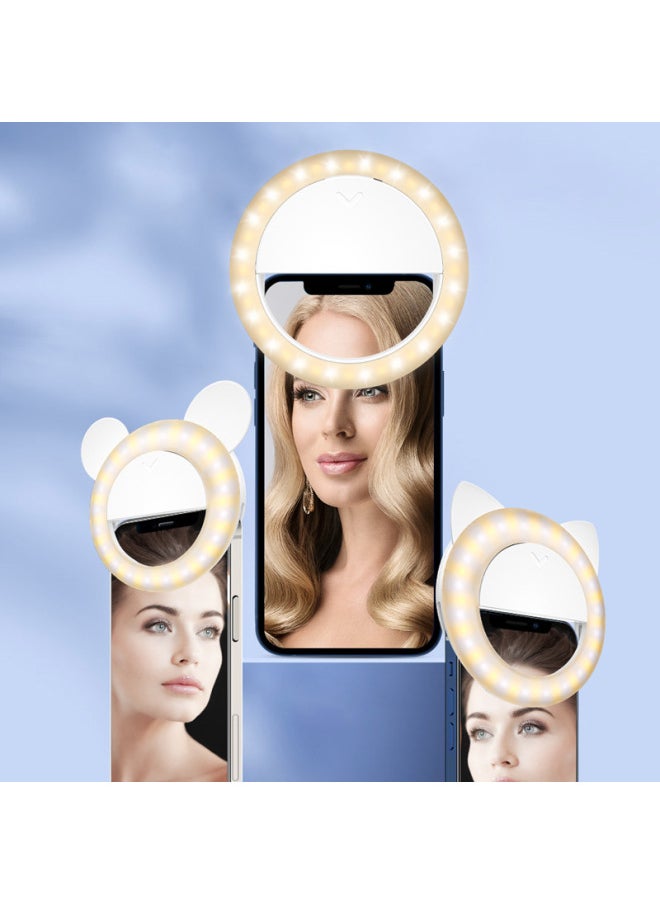XJ17 Mobile Phone Fill Light Large Capacity Live Ring Light Cartoon LED Video Conference Fill Light-Specifications:XJ17 Bear Ears