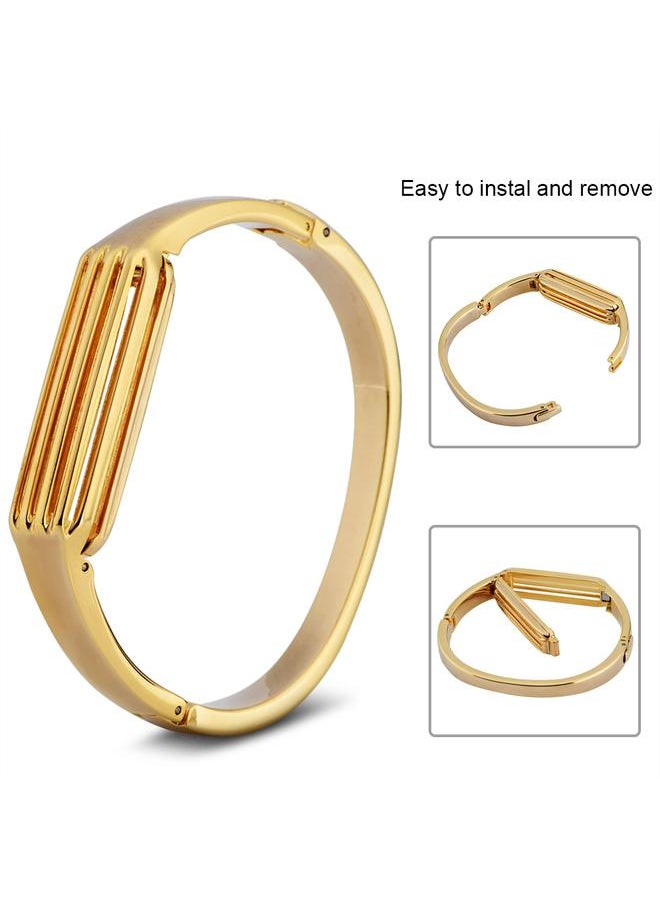 Smart Bracelet Strap Metal Wristband Stripe Bracelet for Fitbit Flex 2(Gold)