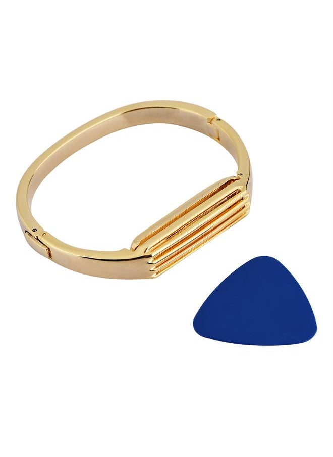 Smart Bracelet Strap Metal Wristband Stripe Bracelet for Fitbit Flex 2(Gold)