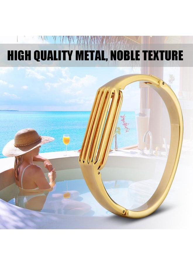 Smart Bracelet Strap Metal Wristband Stripe Bracelet for Fitbit Flex 2(Gold)