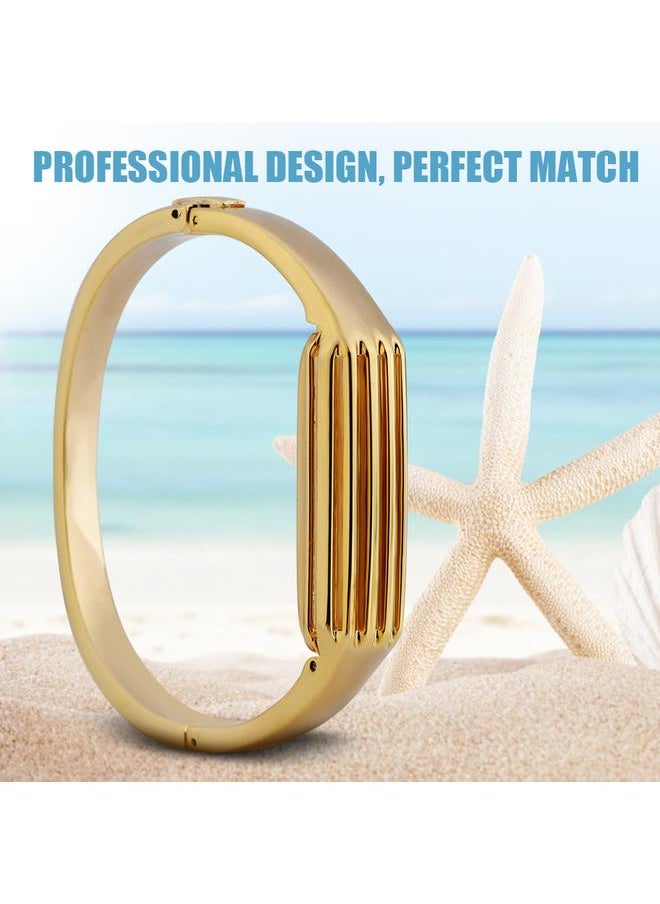 Smart Bracelet Strap Metal Wristband Stripe Bracelet for Fitbit Flex 2(Gold)