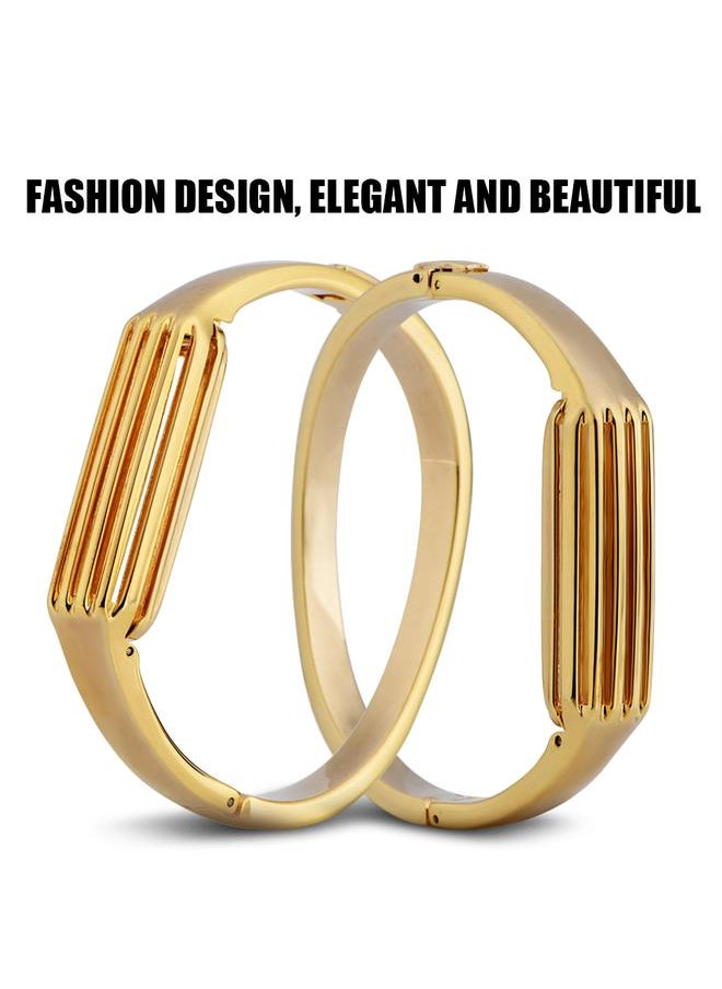 Smart Bracelet Strap Metal Wristband Stripe Bracelet for Fitbit Flex 2(Gold)