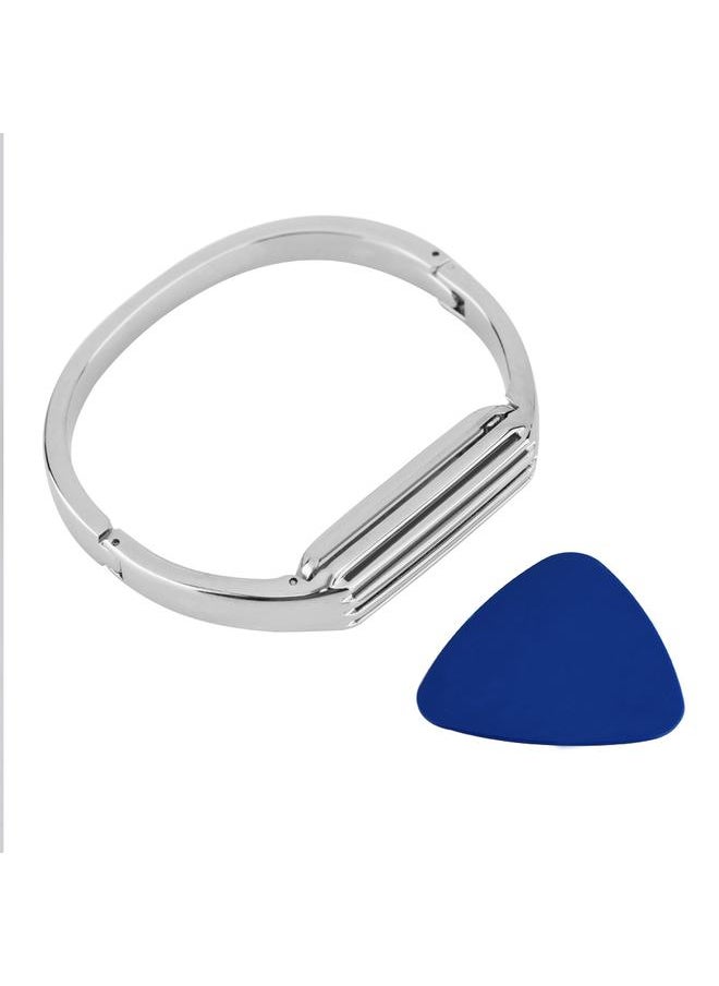 Smart Bracelet Strap Metal Wristband Stripe Bracelet for Fitbit Flex 2(Sliver)