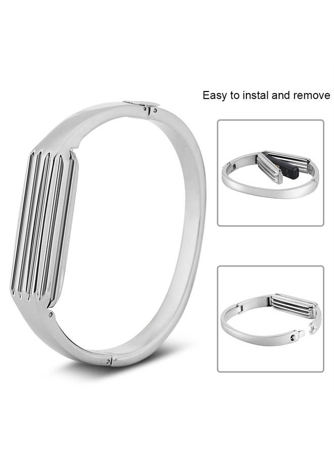 Smart Bracelet Strap Metal Wristband Stripe Bracelet for Fitbit Flex 2(Sliver)