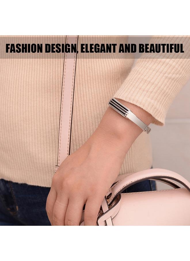 Smart Bracelet Strap Metal Wristband Stripe Bracelet for Fitbit Flex 2(Sliver)