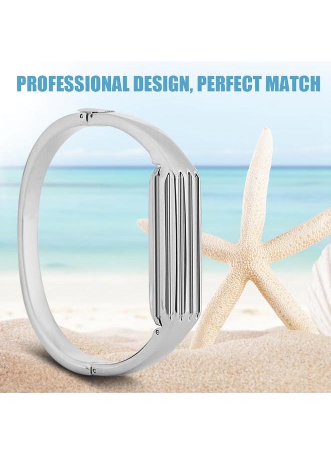 Smart Bracelet Strap Metal Wristband Stripe Bracelet for Fitbit Flex 2(Sliver)