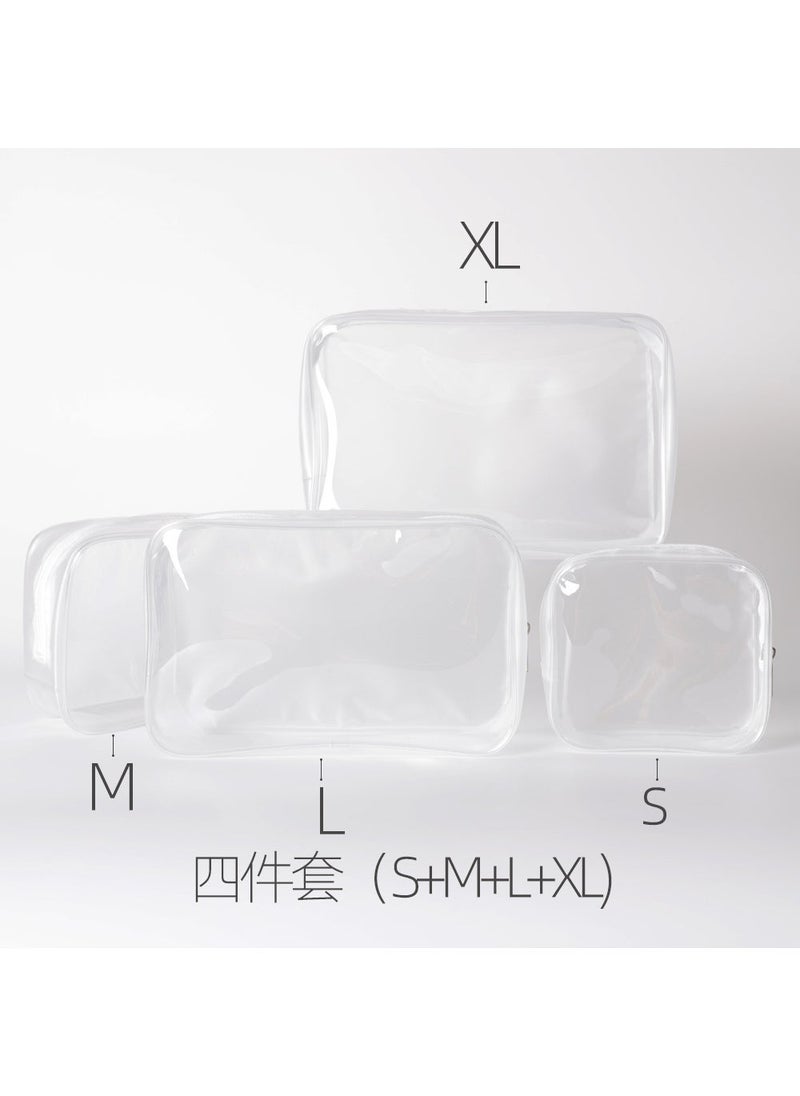 Transparent Cosmetic Bag Zipper Wash Bag Advanced Sense Waterproof PVC Jelly Large Capacity Ins Style Portable Storage Bag 4-piece set: S M L XL