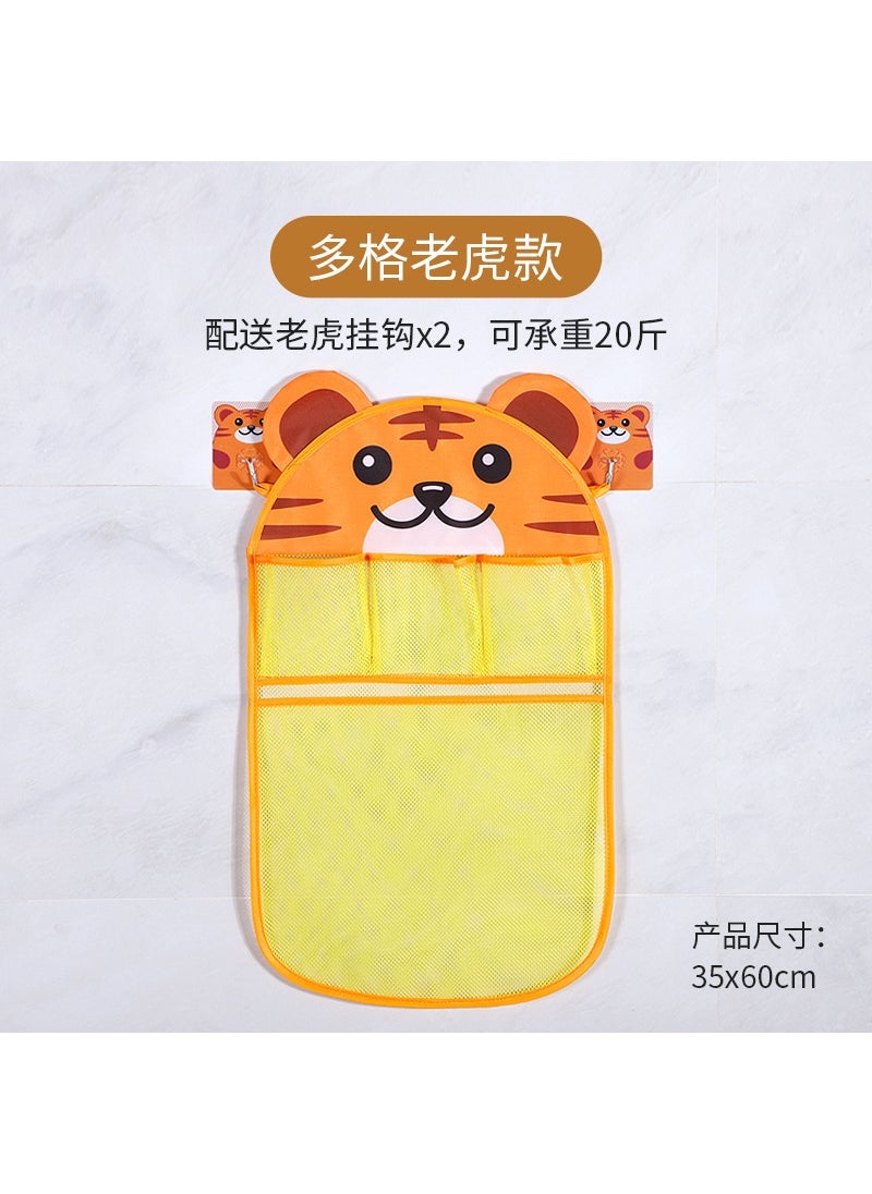 Cartoon Bathroom Storage Mesh Bag Childrens Bath Water Play Toy Storage Bag Baby Mesh Bag Water Permeable Hanging Bag Dogg Tiger with 2 Tiger Hooks