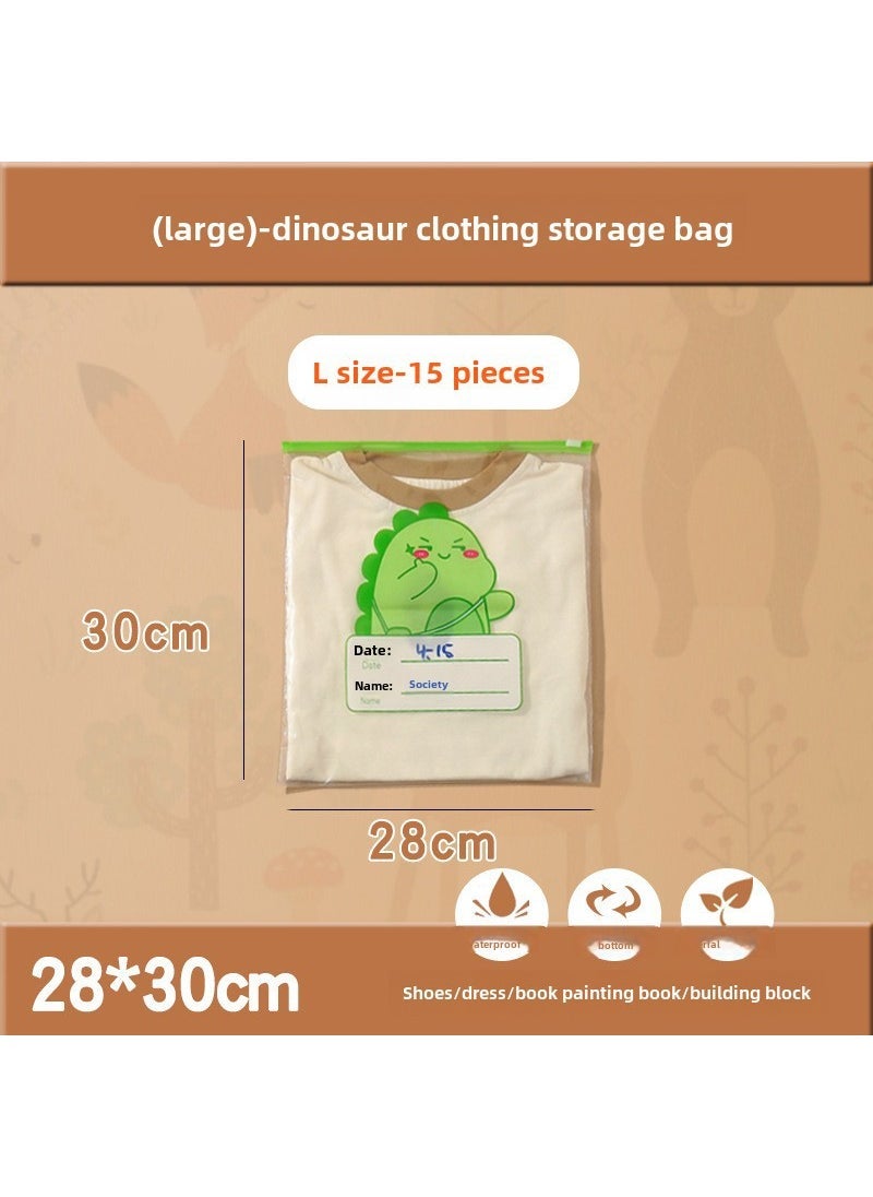 Kids Cartoon Drawstring Storage Bag Small Dinosaur 15 Pack (Large)